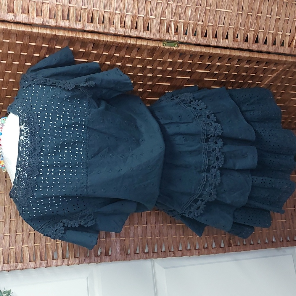 Chelsea & Violet Navy Blue Eyelet Dress Large - Picture 5 of 10